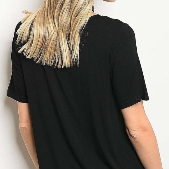 Honey Punch Tee Womens Medium Rose Patches Short Sleeve T-Shirt Top - Picture 2 of 7